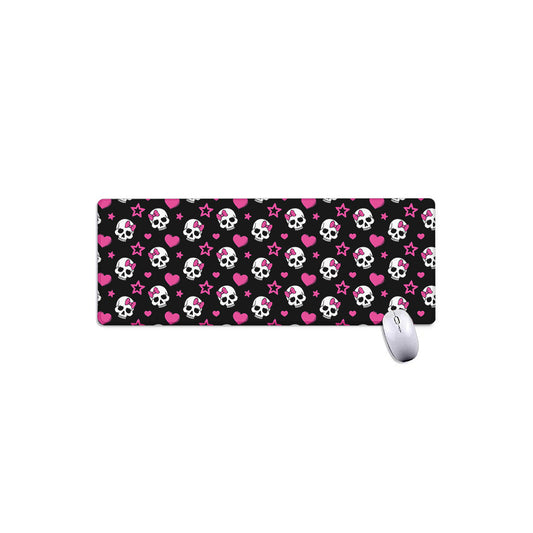Girly Emo Skull Pattern Print Extended Mouse Pad