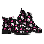 Girly Emo Skull Pattern Print Flat Ankle Boots