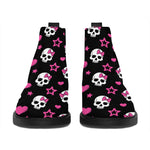 Girly Emo Skull Pattern Print Flat Ankle Boots