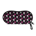 Girly Emo Skull Pattern Print Glasses Case