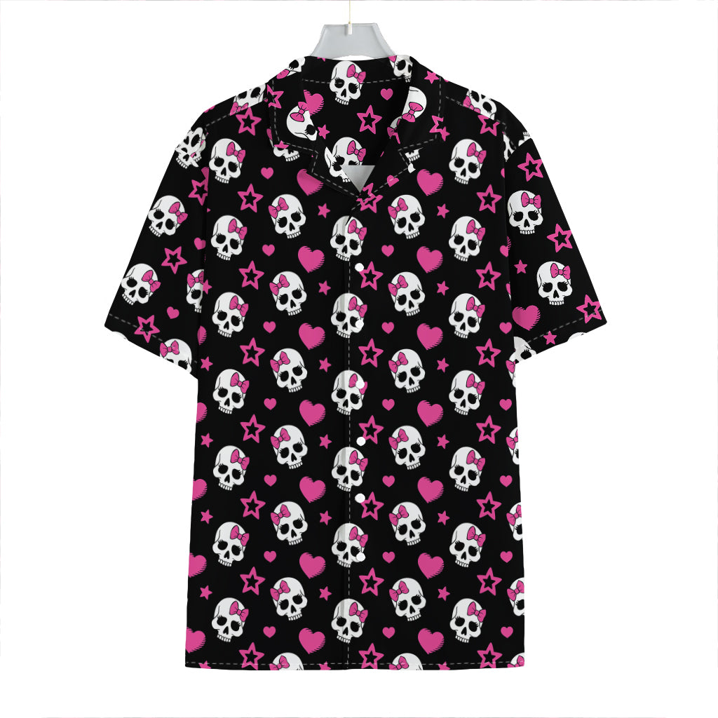 Girly Emo Skull Pattern Print Hawaiian Shirt
