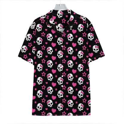 Girly Emo Skull Pattern Print Hawaiian Shirt