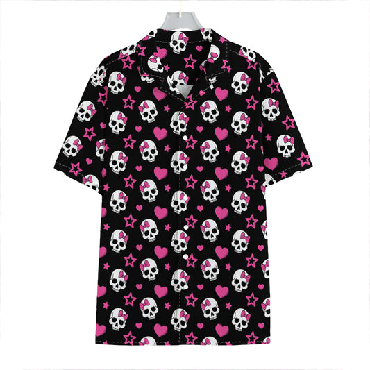 Girly Emo Skull Pattern Print Hawaiian Shirt