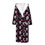 Girly Emo Skull Pattern Print Hooded Bathrobe