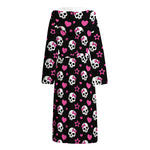 Girly Emo Skull Pattern Print Hooded Bathrobe