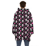 Girly Emo Skull Pattern Print Hoodie Blanket