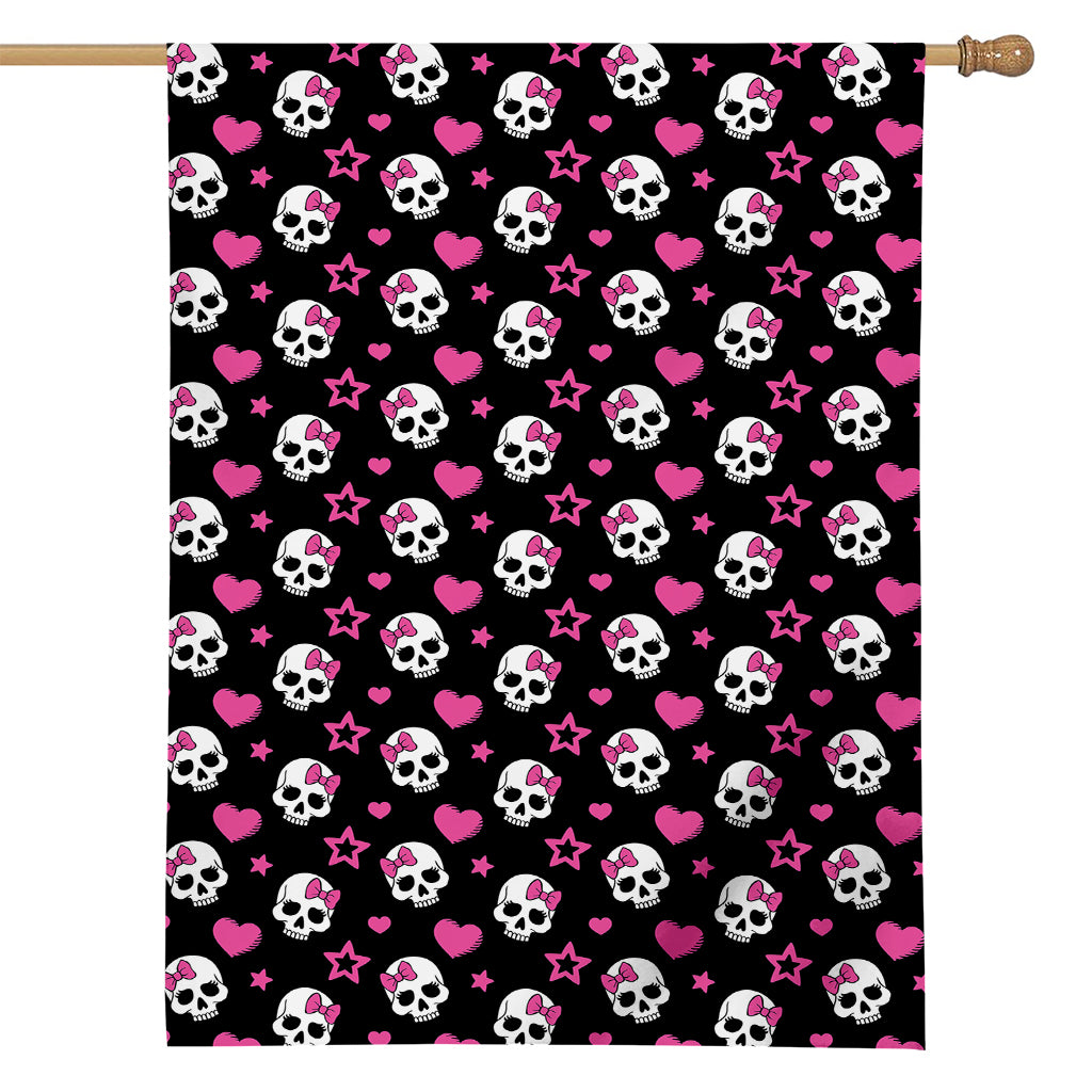 Girly Emo Skull Pattern Print House Flag