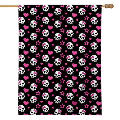 Girly Emo Skull Pattern Print House Flag