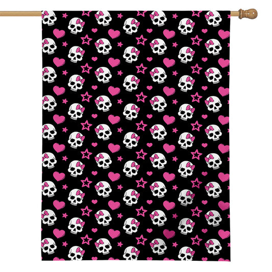 Girly Emo Skull Pattern Print House Flag