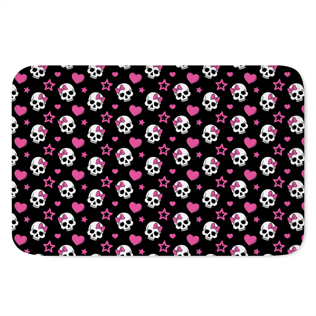 Girly Emo Skull Pattern Print Indoor Door Mat