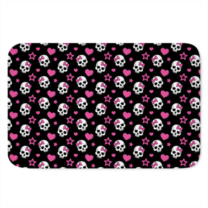 Girly Emo Skull Pattern Print Indoor Door Mat