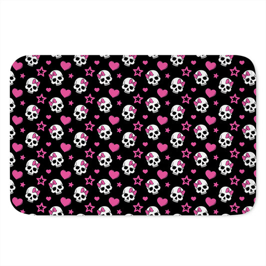 Girly Emo Skull Pattern Print Indoor Door Mat