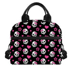 Girly Emo Skull Pattern Print Insulated Lunch Bag