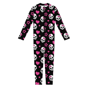 Girly Emo Skull Pattern Print Jumpsuit