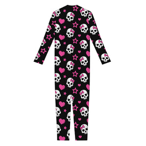 Girly Emo Skull Pattern Print Jumpsuit