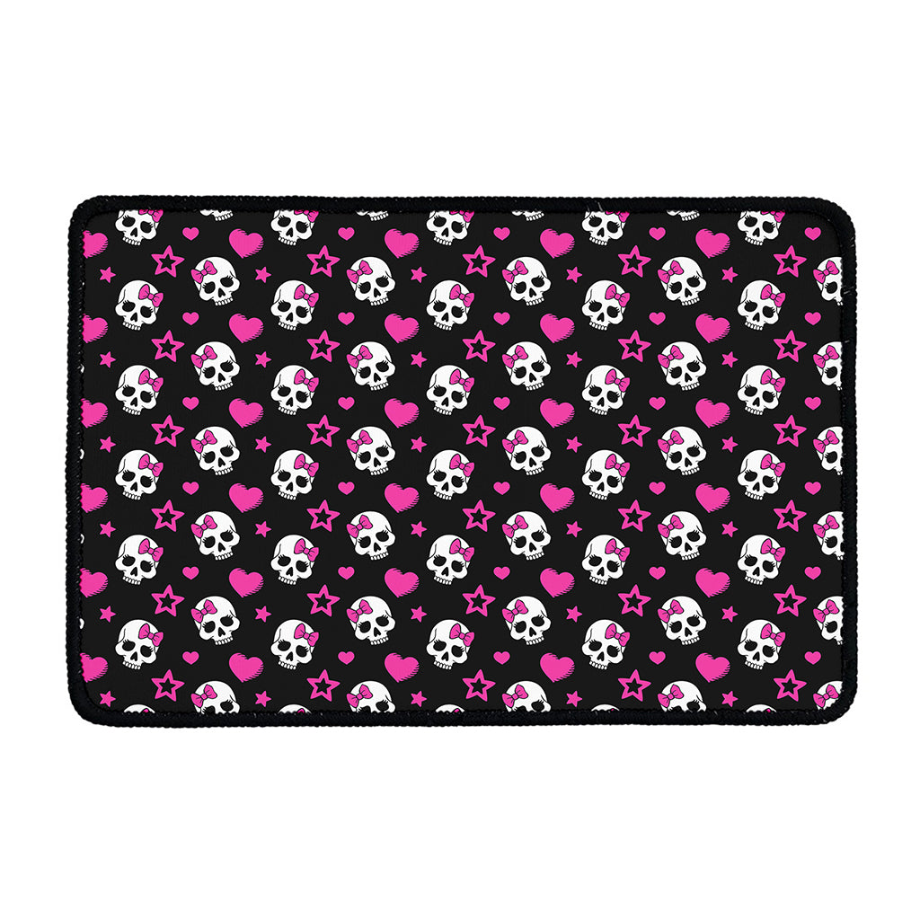 Girly Emo Skull Pattern Print Kitchen Mat