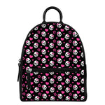 Girly Emo Skull Pattern Print Leather Backpack