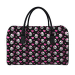 Girly Emo Skull Pattern Print Leather Duffle Bag