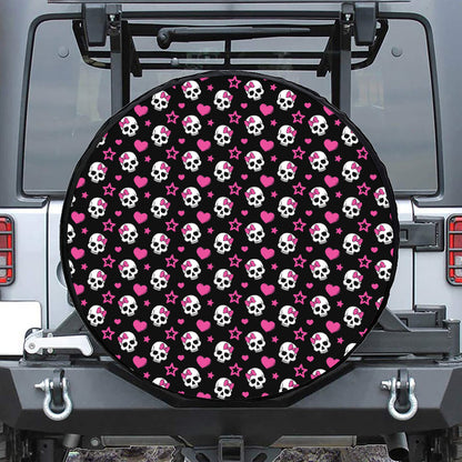 Girly Emo Skull Pattern Print Leather Spare Tire Cover