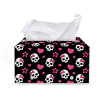 Girly Emo Skull Pattern Print Leather Tissue Box Cover