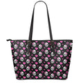 Girly Emo Skull Pattern Print Leather Tote Bag With Zipper