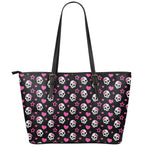 Girly Emo Skull Pattern Print Leather Tote Bag