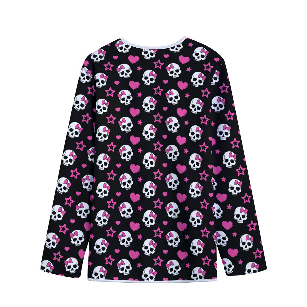 Girly Emo Skull Pattern Print Long Sleeve Short Coat