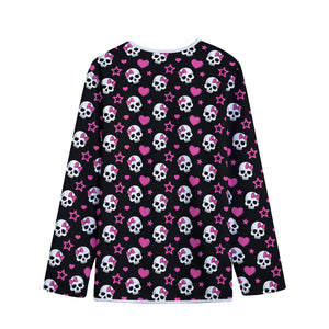 Girly Emo Skull Pattern Print Long Sleeve Short Coat