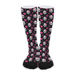 Girly Emo Skull Pattern Print Long Socks