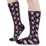 Girly Emo Skull Pattern Print Long Socks
