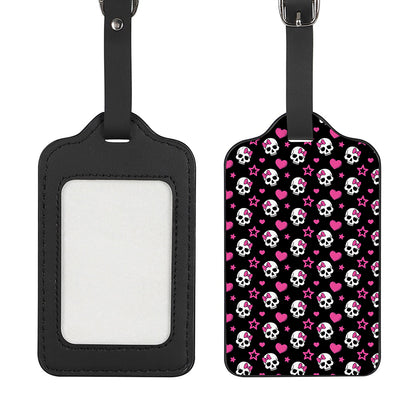Girly Emo Skull Pattern Print Luggage Tag