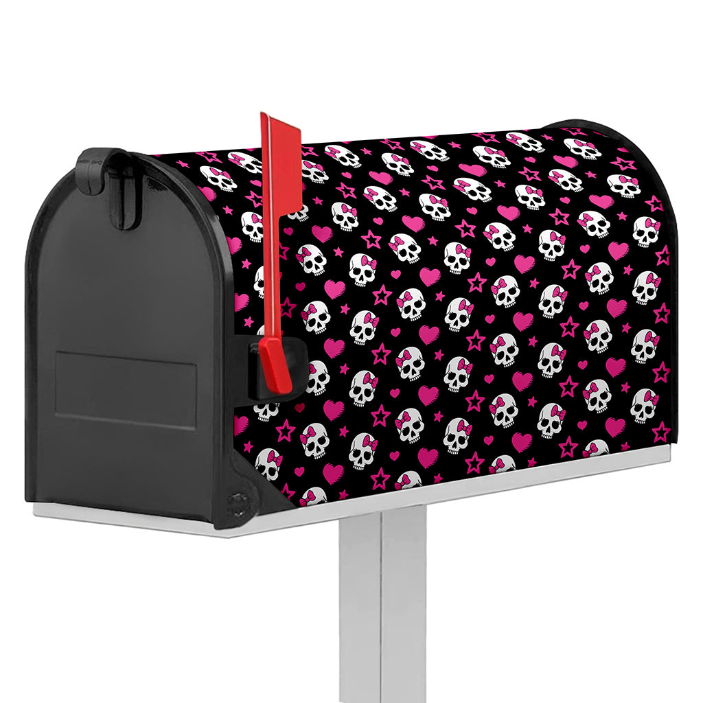 Girly Emo Skull Pattern Print Mailbox Cover