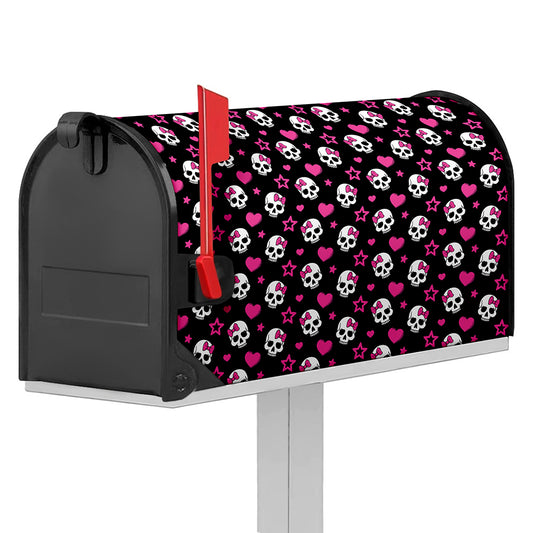 Girly Emo Skull Pattern Print Mailbox Cover
