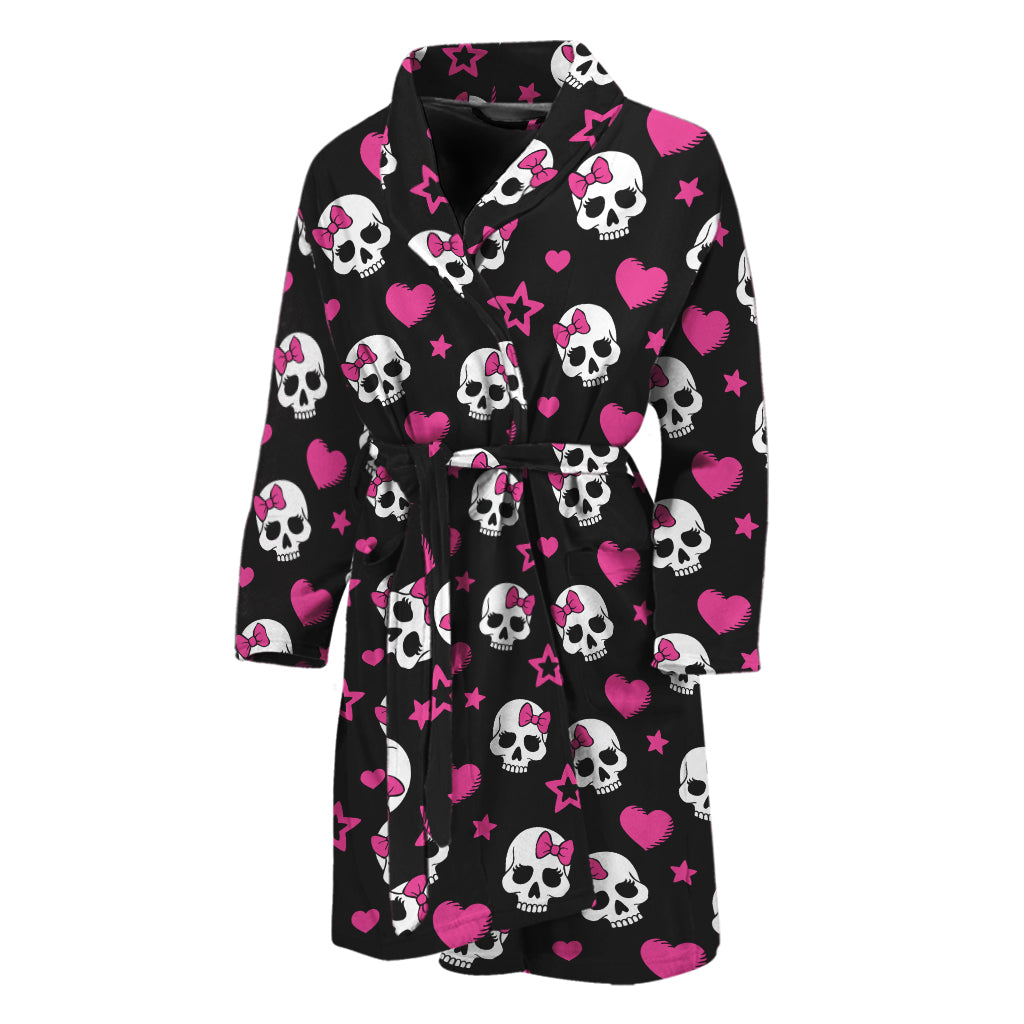 Girly Emo Skull Pattern Print Men's Bathrobe
