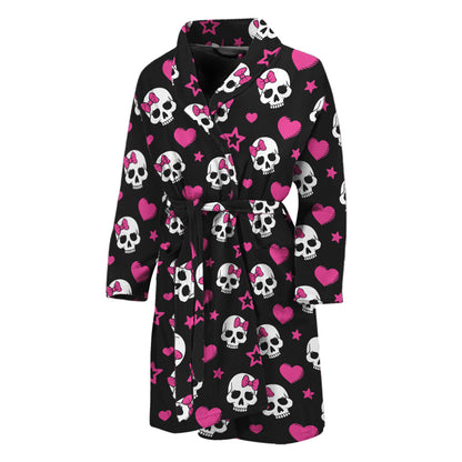 Girly Emo Skull Pattern Print Men's Bathrobe