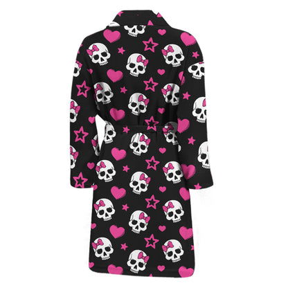 Girly Emo Skull Pattern Print Men's Bathrobe