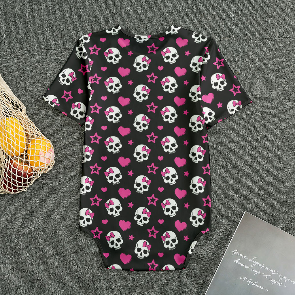 Girly Emo Skull Pattern Print Men's Bodysuit