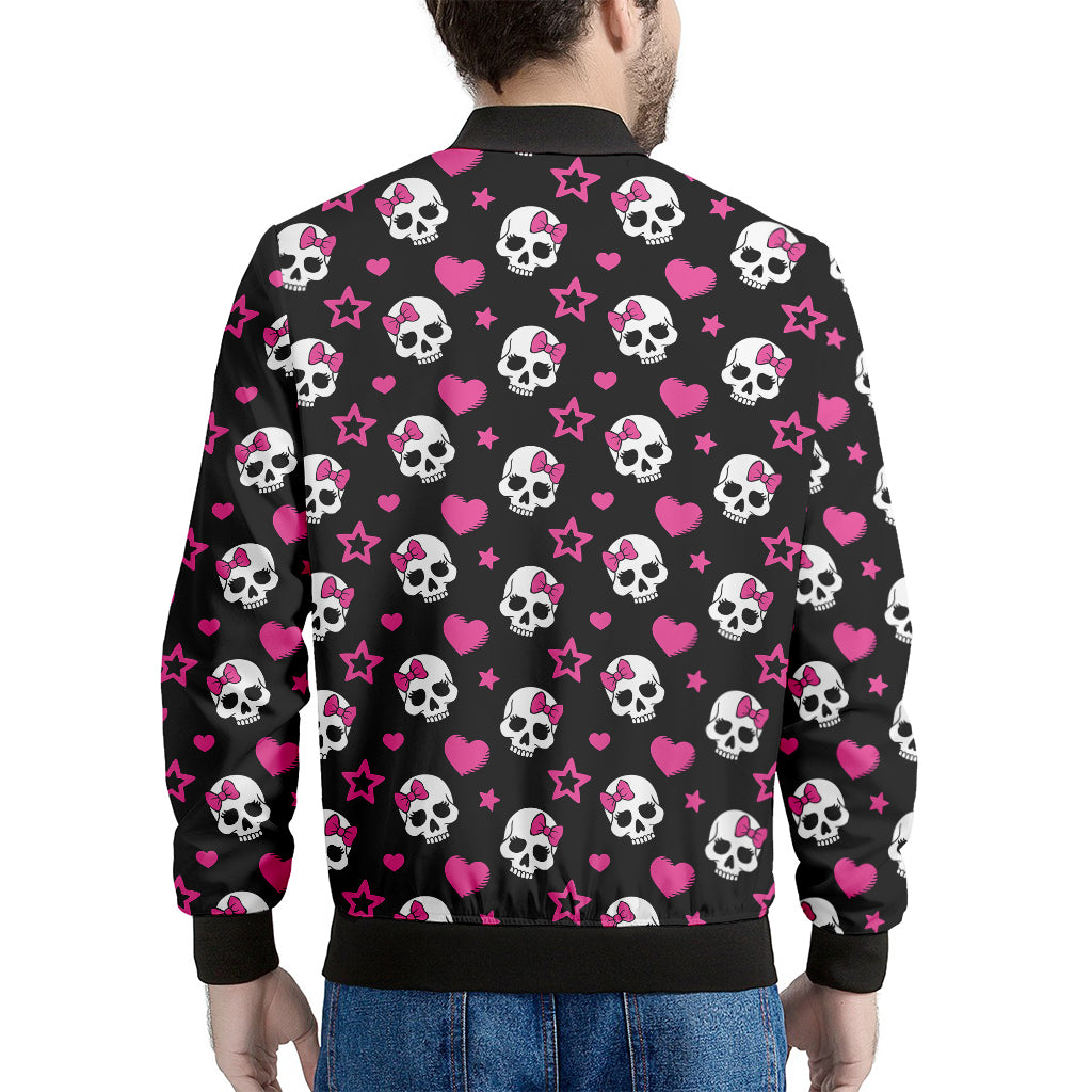 Girly Emo Skull Pattern Print Men's Bomber Jacket