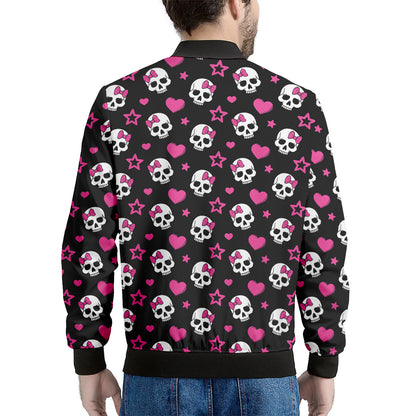 Girly Emo Skull Pattern Print Men's Bomber Jacket