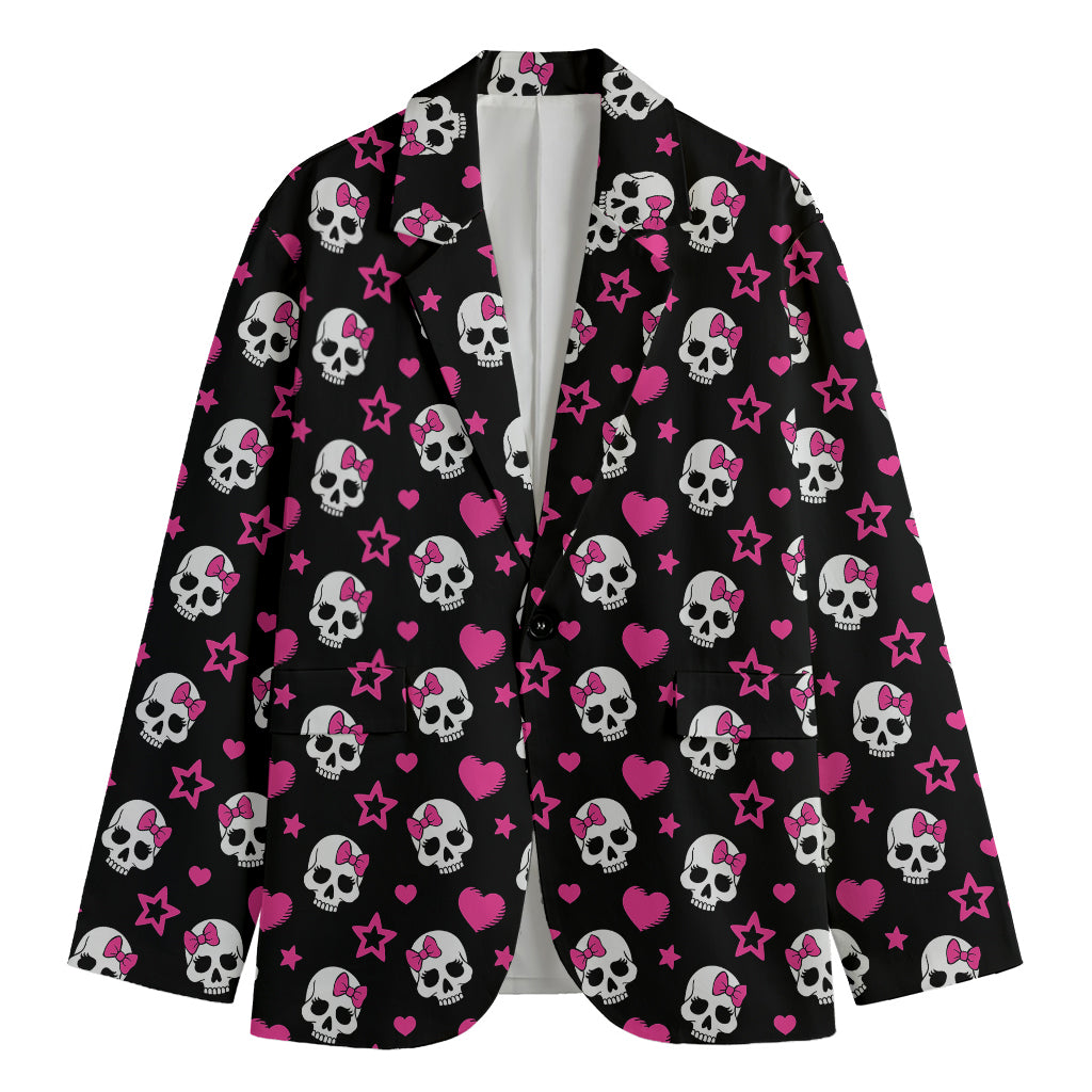Girly Emo Skull Pattern Print Men's Cotton Blazer