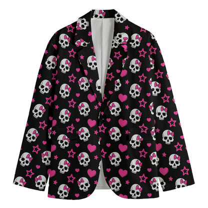 Girly Emo Skull Pattern Print Men's Cotton Blazer