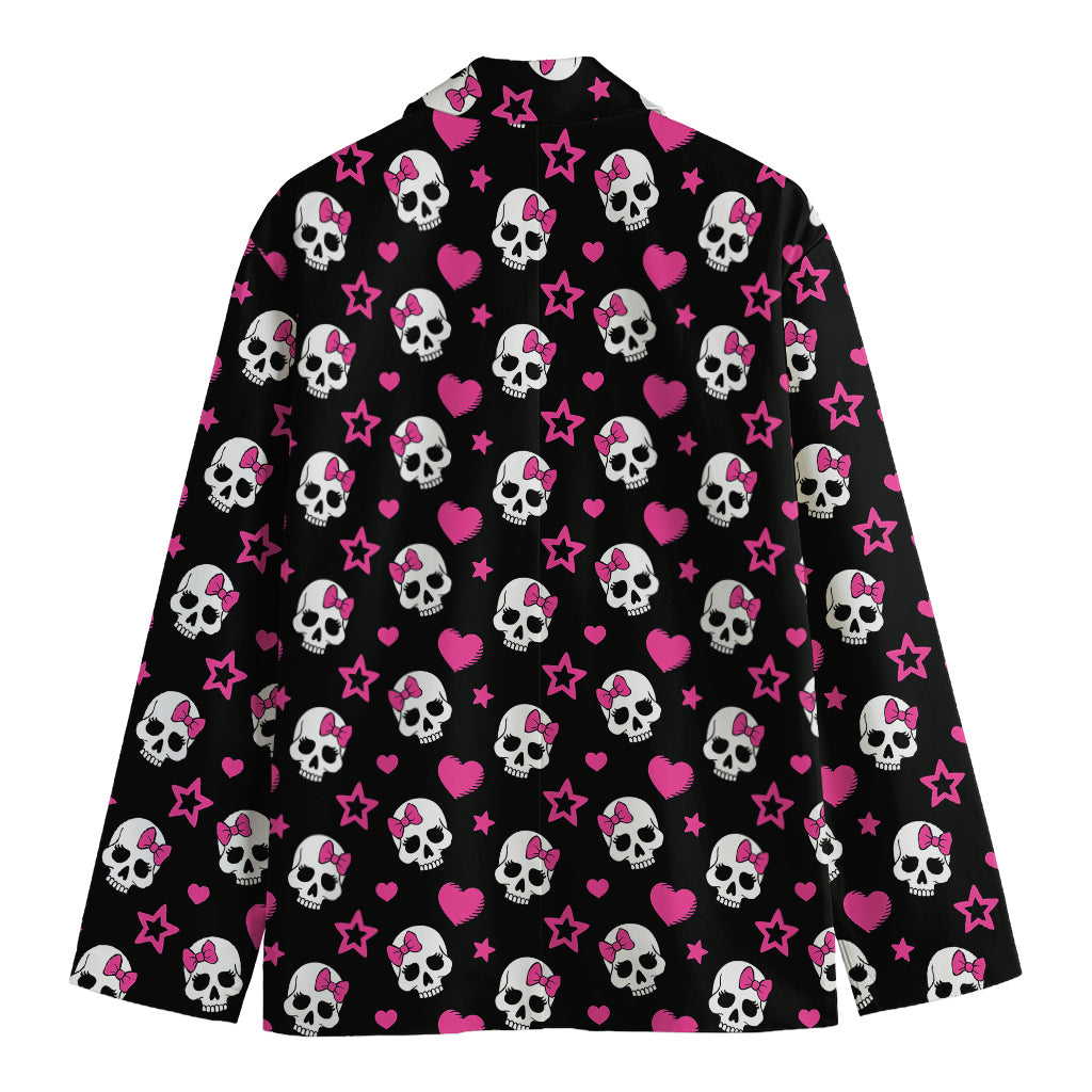 Girly Emo Skull Pattern Print Men's Cotton Blazer