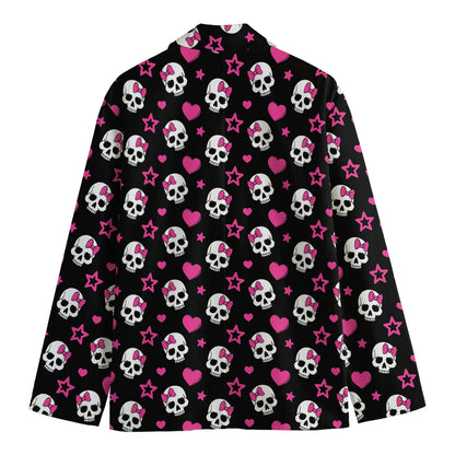 Girly Emo Skull Pattern Print Men's Cotton Blazer