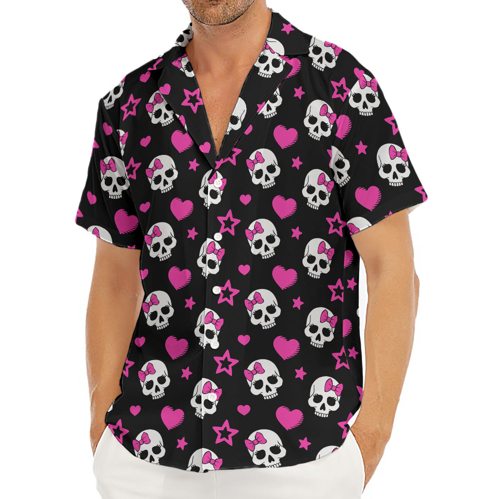 Girly Emo Skull Pattern Print Men's Deep V-Neck Shirt