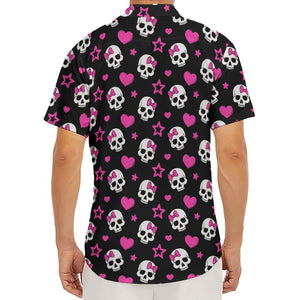 Girly Emo Skull Pattern Print Men's Deep V-Neck Shirt