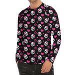 Girly Emo Skull Pattern Print Men's Long Sleeve Rash Guard