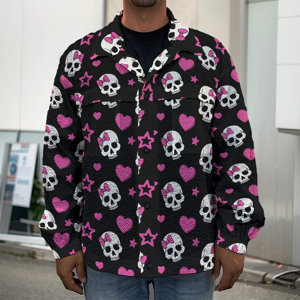 Girly Emo Skull Pattern Print Men's Shirt Jacket