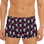 Girly Emo Skull Pattern Print Men's Short Boxer Briefs