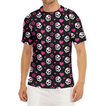 Girly Emo Skull Pattern Print Men's Short Sleeve Rash Guard