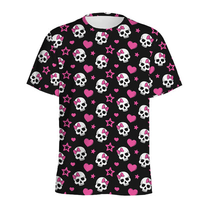 Girly Emo Skull Pattern Print Men's Sports T-Shirt